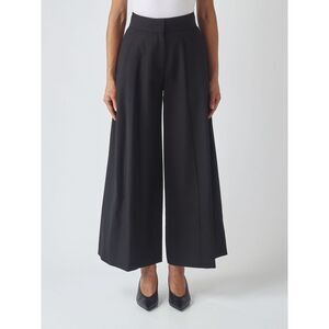 Meimeij Women Meimeij Pleated Wide Leg Cropped Wool Blend Trousers